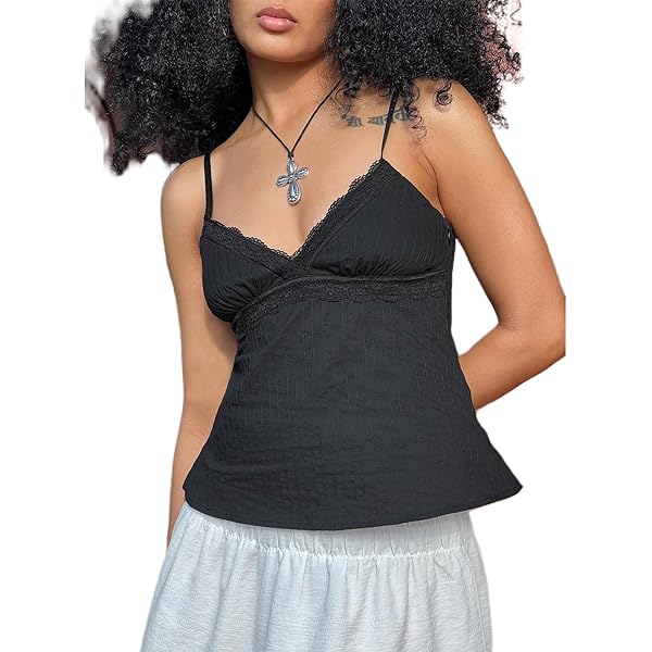 Seyurigaoka Women Babydoll Tank Tops Y2k Spaghetti Strap